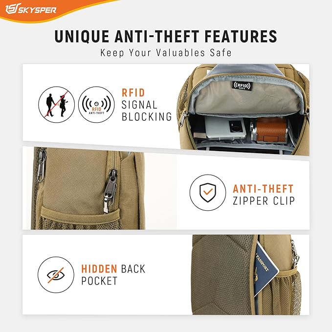 SKYSPER Sling Bag RFID Cross Body Bag Recycled Crossbody Backpack Travel Daypack