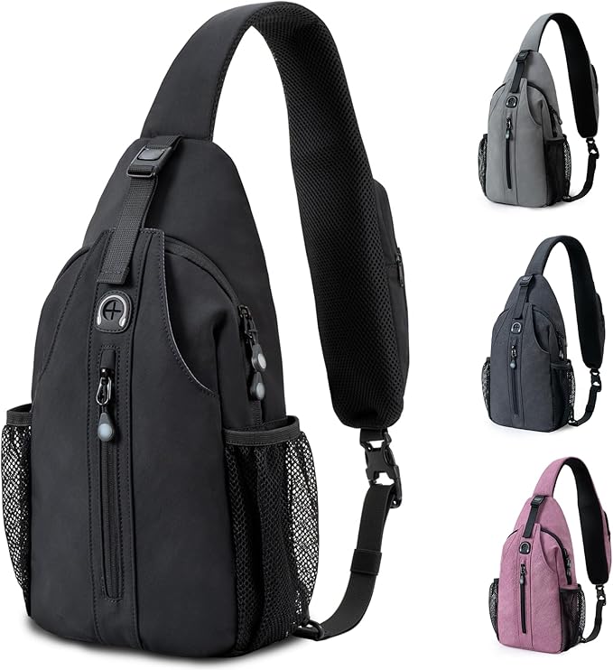 LEDAOU Crossbody Sling Bag for Men Anti-Theft Sling Backpack Cross Body Shoulder Chest Bag Fanny Pack Travel Hiking (Black)