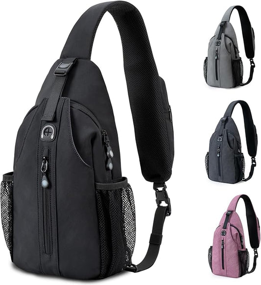 LEDAOU Crossbody Sling Bag for Men Anti-Theft Sling Backpack Cross Body Shoulder Chest Bag Fanny Pack Travel Hiking (Black)