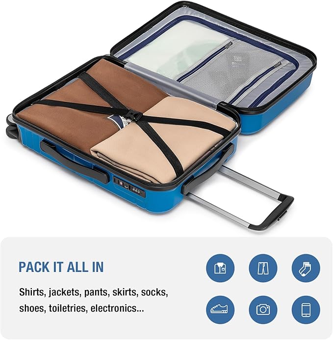 KYME Carry On Luggage 22x14x9 Airline Approved with TSA Lock Hard Shell Carry On Suitcase Lightweight Suitcases with Wheels Small Luggage for Men Women,Carry-On 20 Inch,Lt Blue