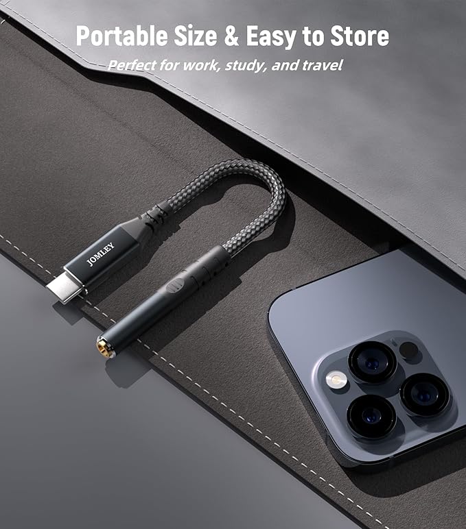 USB C to 3.5mm Headphone Jack Adapter 3.3ft, USB Type C to 3.5mm AUX Female Audio Dongle Cable Cord Compatible with iPhone 16/15 Pro Max, Samsung S24/S23/S22, iPad Pro, Pixel, MacBook