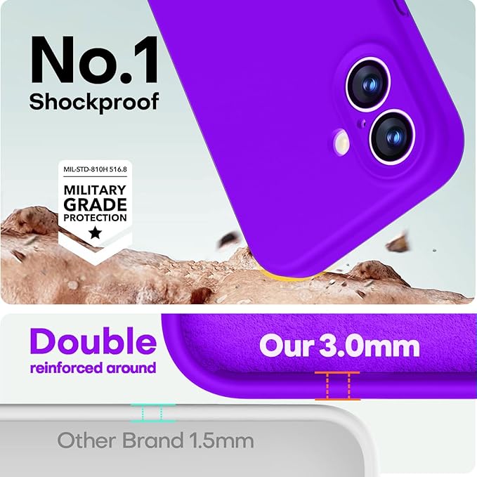 LOVE 3000 Designed for iPhone 17 Case, Premium Silicone [Compatible with Magsafe][Soft Anti-Scratch Microfiber Lining] Shockproof Protective Phone Case for Men Women 6.3", Neon Purple