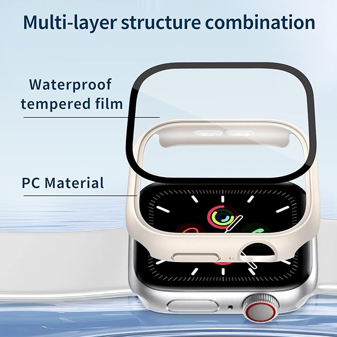 Waterproof Case for Apple Watch Series 10 46mm, Built-in Screen Protector with Tempered Glass [Touch Sensitive] Cover for iWatch S10 46mm, Starlight