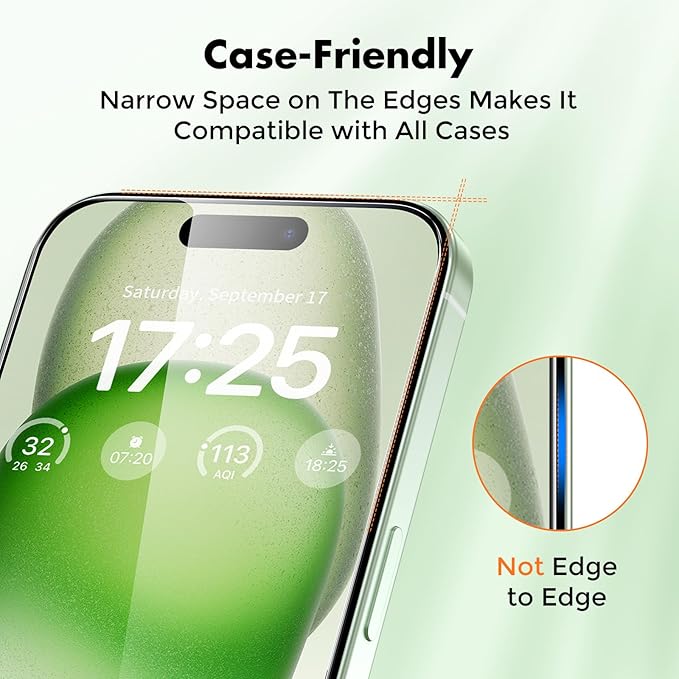 UNBREAKcable 4-Pack Screen Protector for iPhone 15 Plus, Double Shatterproof Tempered Glass [Easy Installation Frame] [9H Hardness] [99.99% HD Clear] [Case Friendly] for iPhone 6.7 inch