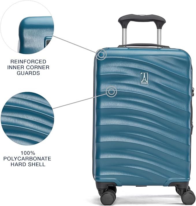 Travelpro Maxlite Air V2 Hardside Expandable Carry on Luggage, 8 Spinner Wheels, Lightweight Hard Shell Suitcase, TSA lock, Teal, Compact Carry On 20-Inch