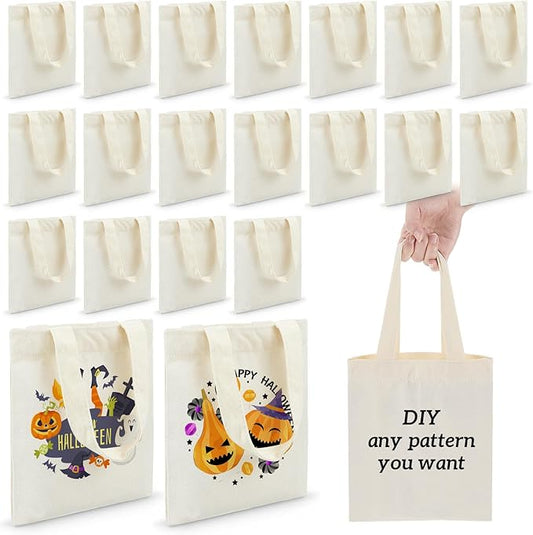 Amylove 48 Pcs Mini Tote Bag Sublimation Blank Canvas Tote Bags Reusable Grocery Luggage DIY Sack Goody for Party Even (10 x 10 Inch,Natural Color)