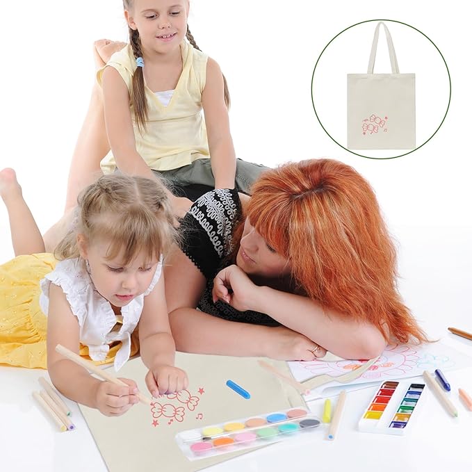 6 I 12 I 24 Pack Canvas Tote Bags,Reusable Blank Canvas for Shopping Bags,Grocery Bags,DIY Gift Bags