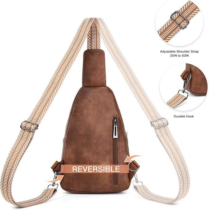 Sling Bag for Women Crossbody Purse Leather Crossbody Bag Fanny Pack Chest Pack for Travel Everyday Vacation