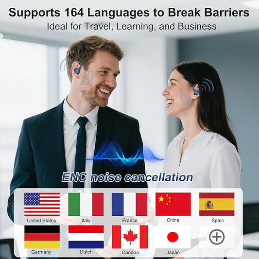 Ai Language Translation Earbuds, 144 Language Translator Earbuds 3-in-1 Translation Headphones, Blue