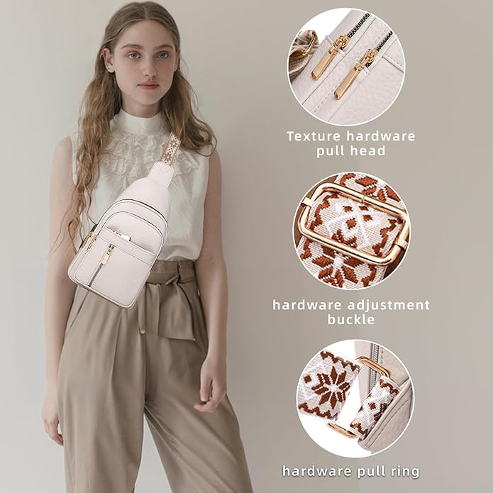 Leather Sling Bag for Women,Travel Small Sling Bag Crossbody Bags for Women-Vegan Leather Fanny Pack Crossbody Bags