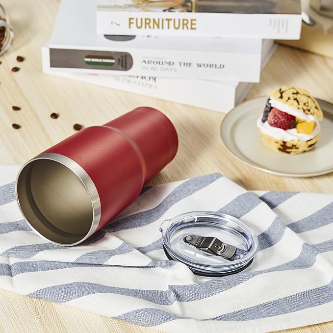 COMOOO 30oz Tumbler Stainless Steel Insulated Tumbler with Lid Double Wall Vacuum Coffee Cup Large Travel Mug for Home, Office, School,Party (Red, 8 Pack)