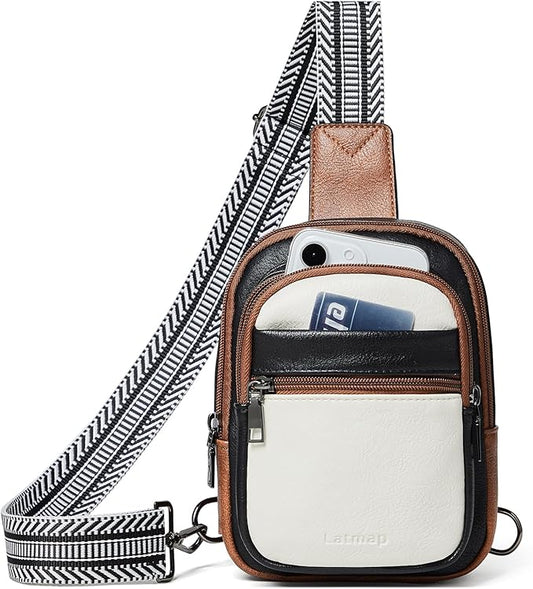 3L SMALL Sling Bag Fanny Packs For Women Men Mini Crossbody Chest Belt Travel Bag Purse Handbag Faux Leather Fashion Cute Light Grey