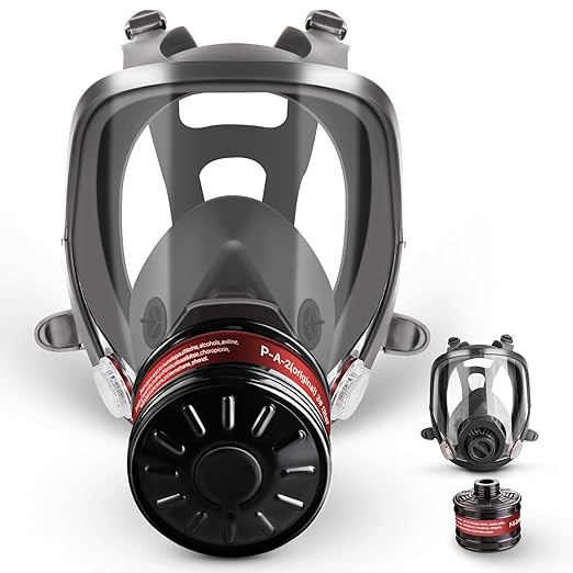 Gas Masks Survival Nuclear and Chemical - Full Face Respirator Mask With 40mm Activated Carbon Filter, Reusable Respirator Mask With Filters For Chemicals, Vapors, Paint, Welding,Spray Painting
