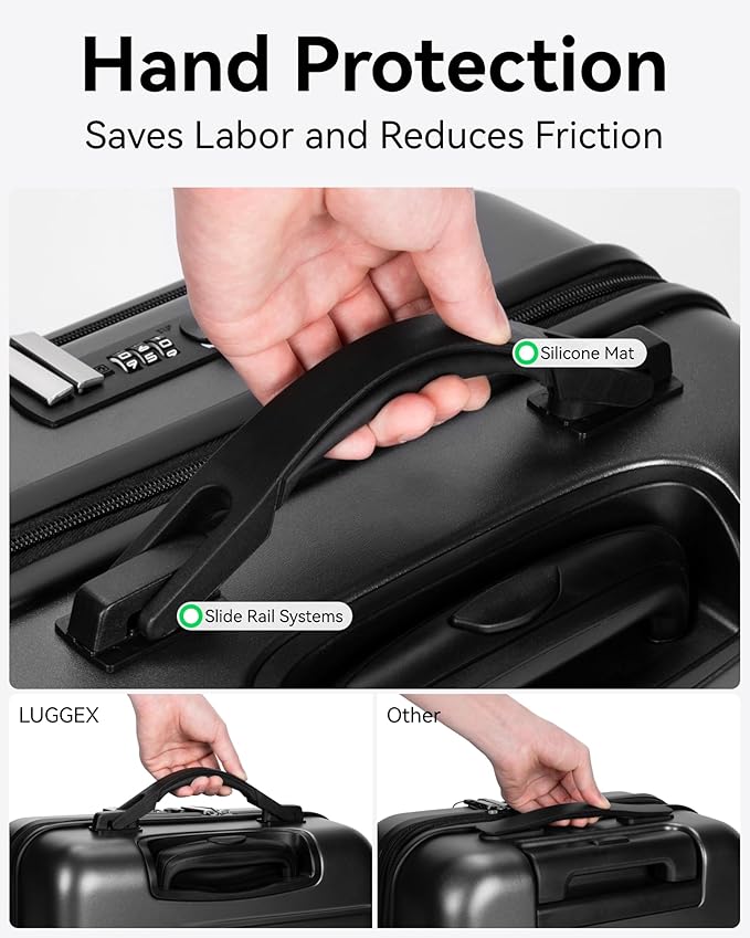 LUGGEX 24 Inch Luggage with Spinner Wheels, Expandable PC Hard Shell Checked Suitcase with Front Opening, Lightweight (Charcoal Metallic, 24 Inch)