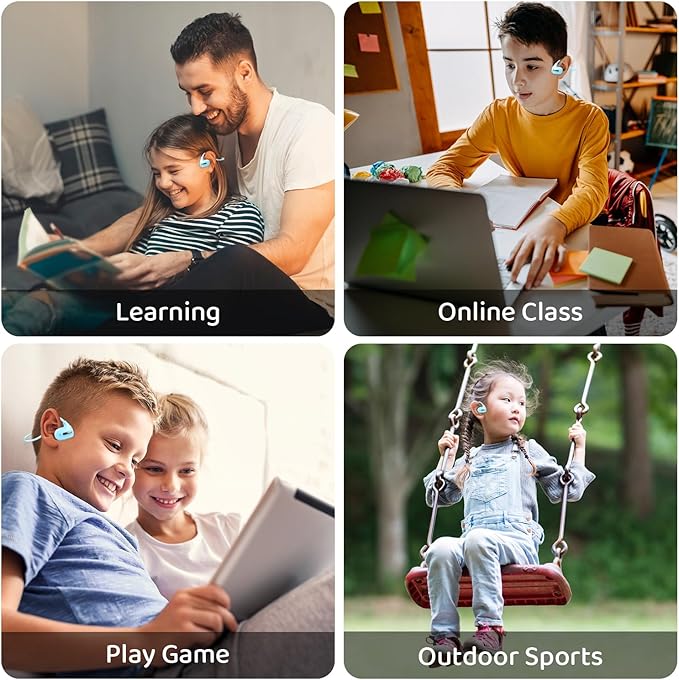 BANIGIPA Kids Headphones, Open Ear Headphones Comfortable for Teens Child Boys Girls, Wireless Bluetooth 5.4 Headset w/Mic for School/Tablet/Travel, 13g Ultra-Light, Protect Hearing, 10H Playtime