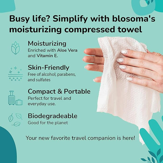 Eucalyptus and Mint Compressed Towel Tablets – Disposable Cotton, Instant Expandable water activated Face Towels, Travel-Friendly, Biodegradable Moisturizing Towels for Outdoors (Pack of 50)