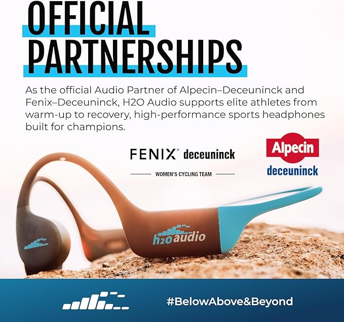 H2O Audio TRI 2 PRO Multi-Sport Waterproof Bone Conduction Open Ear Headphones, Bluetooth 5.3 for Running and Cycling, MP3 Mode for Swimming, IPX8, 8GB Memory, Playlist+ App Included for Streaming