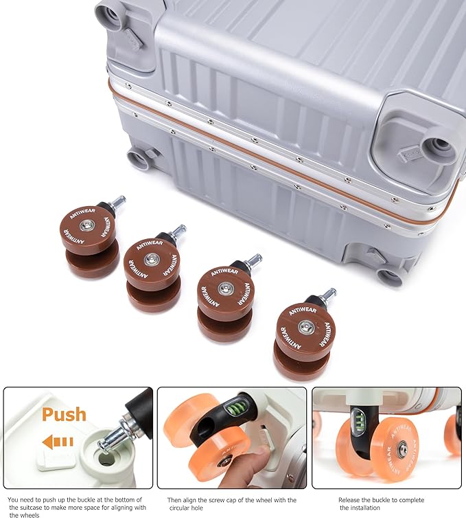 feilario 24in Aluminum Frame Wide Handle Hard Shell Carry On Suitcase - Vivid Colors Double Spinner Wheels Airline Approved Rolling Luggage with TSA Lock & Cup Holder (Silver, 24in)