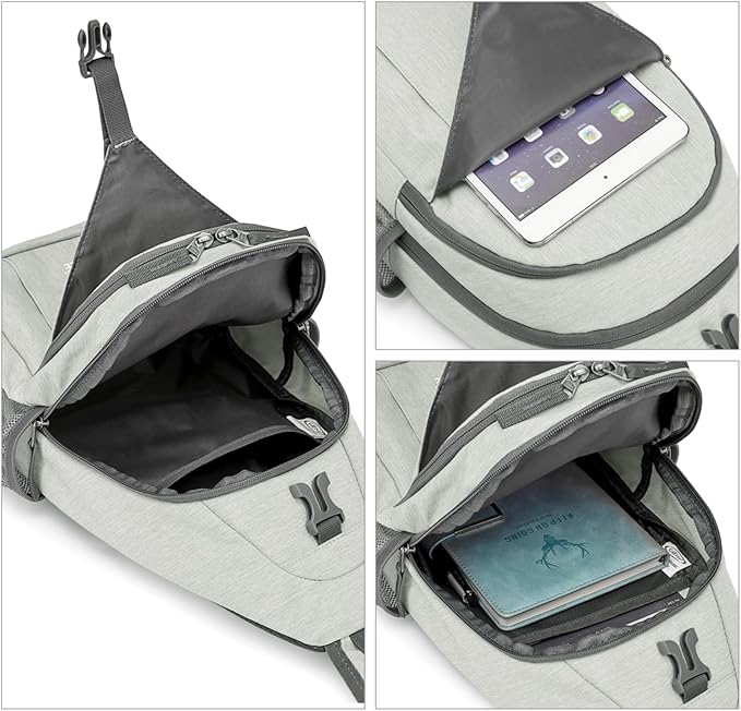 G4Free Sling Bag RFID Blocking Sling Backpack Crossbody Chest Bag Daypack for Hiking Travel(Gainsboro)