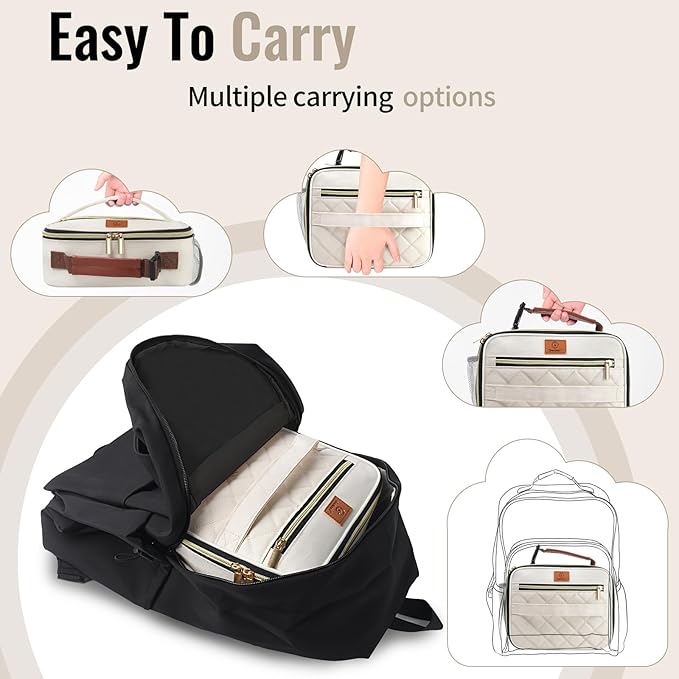 Genteen Lunch Box for Women Adults Girls - Insulated LunchBox Reusable, Zip Closure & Buckle Handle, Portable Cooler for Work, School, Travel (White)