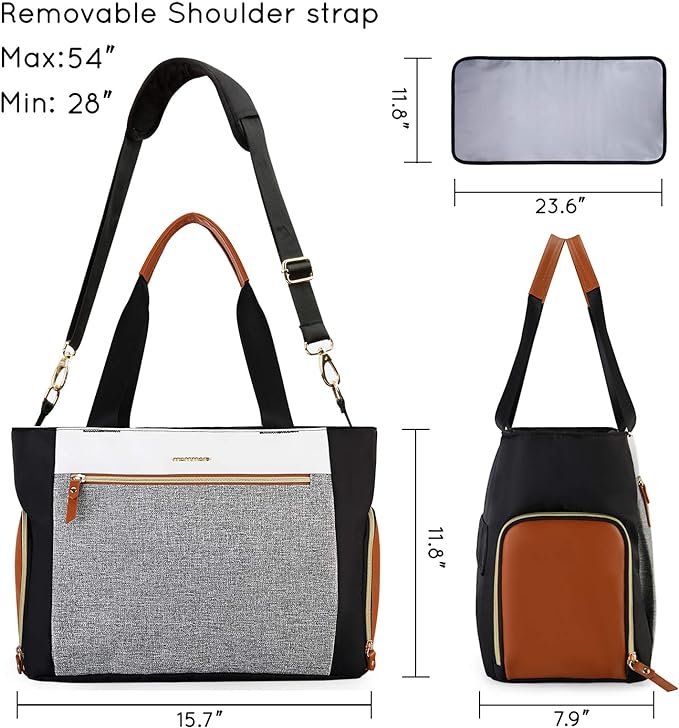 mommore Breast Pump Bag Diaper Tote Bag with 15 Inch Laptop Sleeve Fit Most Breast Pumps Like Medela, Spectra S1,S2, Evenflo