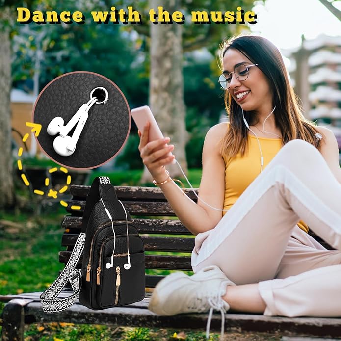 Leather Sling Bag for Women,Travel Small Sling Bag Crossbody Bags for Women-Vegan Leather Fanny Pack Crossbody Bags