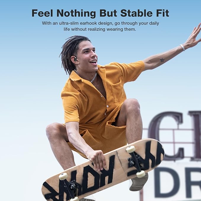 BlitzRock CT3 Pro Open Ear Headphones, Rich Balanced Sound, AI ENC 4 Mics Clear Calls,40H Playtime, IPX5 SweatSafe, Bluetooth 5.4 Wireless Earbuds with Earhooks, App Control