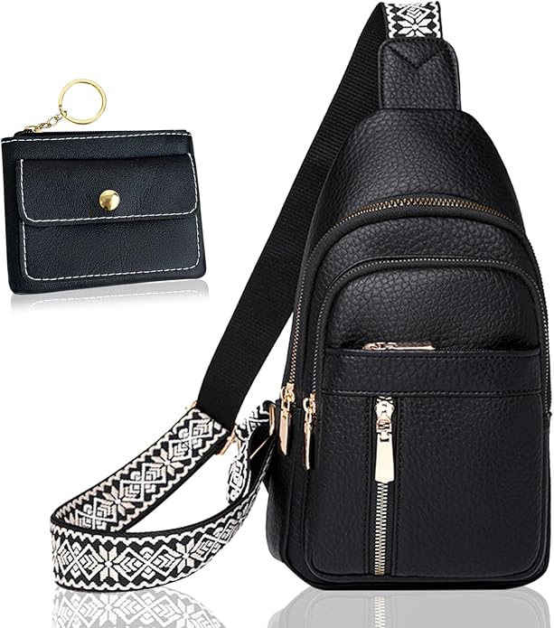 Leather Sling Bag for Women,Travel Small Sling Bag Crossbody Bags for Women-Vegan Leather Fanny Pack Crossbody Bags