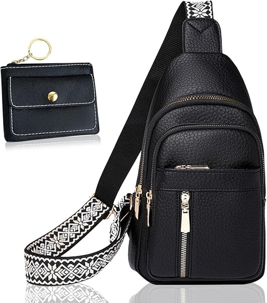 Leather Sling Bag for Women,Travel Small Sling Bag Crossbody Bags for Women-Vegan Leather Fanny Pack Crossbody Bags