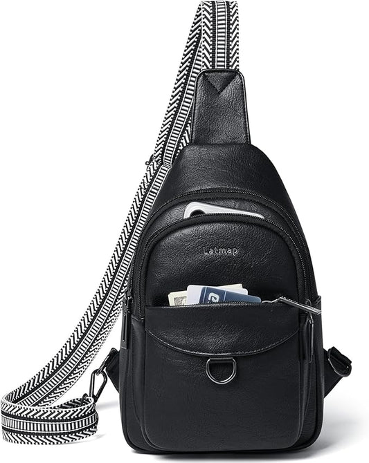 7L Sling Bag for Women Men Crossbody Belt Bag Small Travel Sling Backpack Anti Theft Chest Daypack Purse Faux Leather