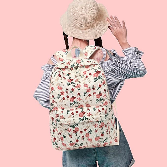 School Backpack for Teens Large Corduroy Bookbag Lightweight 15.6 inch Laptop Bag for Girls Women Casual High School College