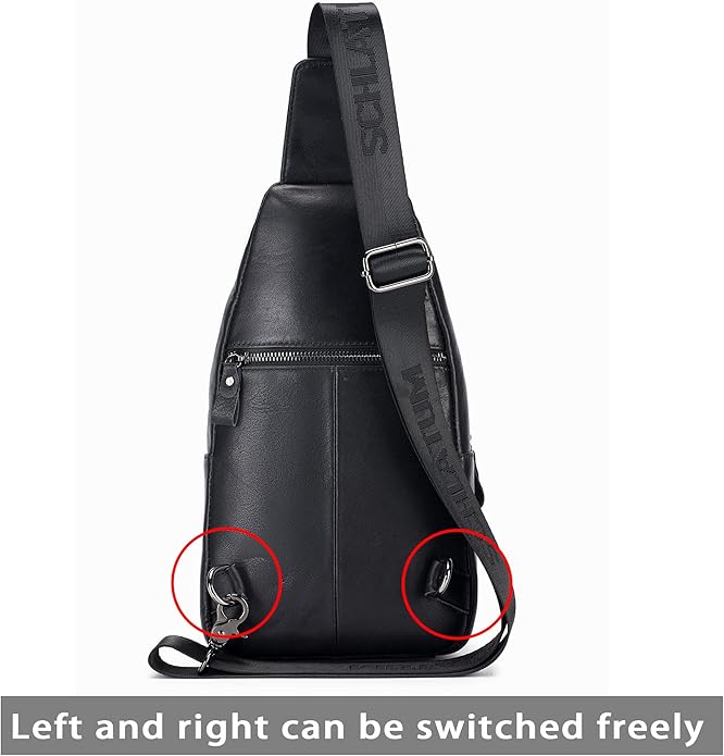 LUKZIJAES Genuine Leather Sling Bag for Men