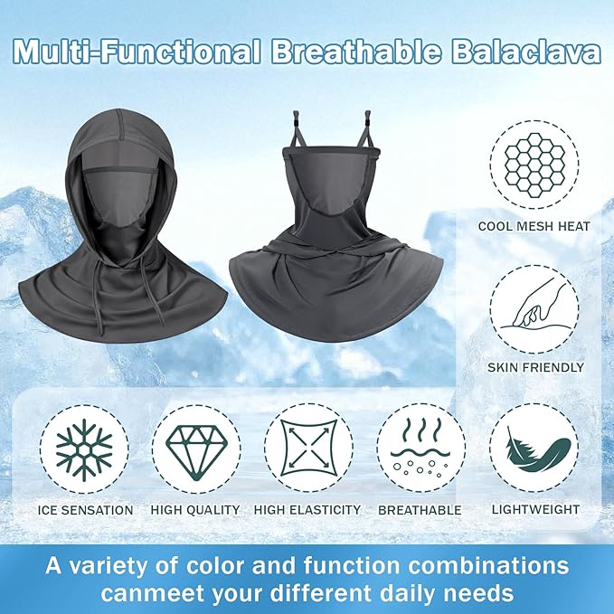 3 Pack Summer Balaclava Sun UV Protection Hood Breathable Full Head Mask Face Cover for Men Women Motorcycle Cycling Fishing