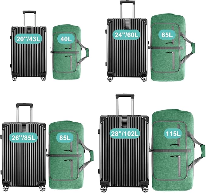 Dimayar 85L Travel Duffle Bag for Men Women - Foldable Duffel Bag with Shoes Compartment - Overnight Bags Waterproof & Tear Resistant(Forest Green)