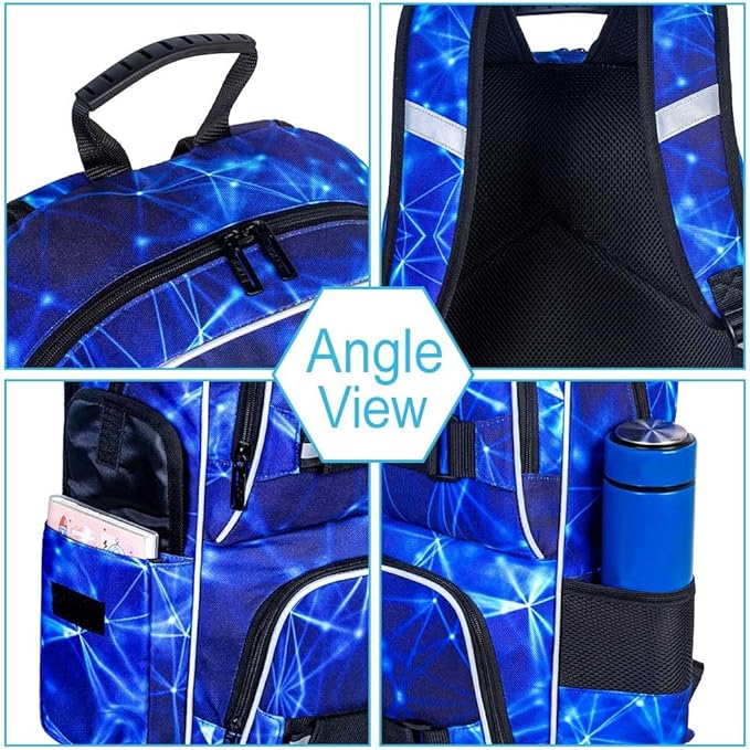 Laptop Backpack, 17 Inch School Bag College Bookbag with Lunch Bag Set, Water Resistant Aurora Backpacks for Teens Boys Man Students (Blue)