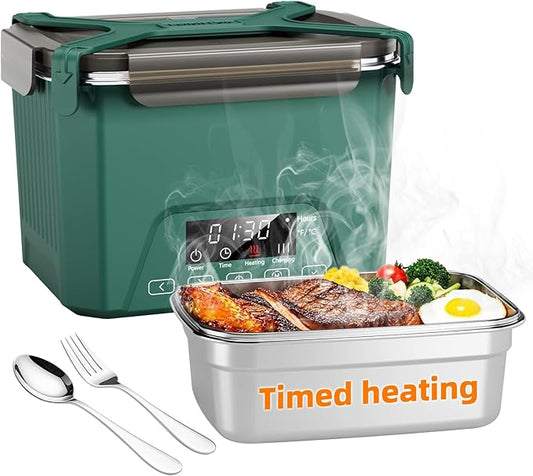 Cordless Electric Lunch Box for Adults, Heated Lunch Box 20000 mAh Battery Powered with Automatic Heating, 1.2L Portable Food Warmer, BPA Free