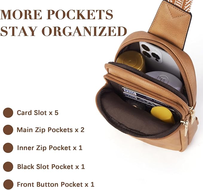 BOSTANTEN Small Sling Bag Crossbody Bags for Women Trendy Crossbody Purse Leather Chest Bag