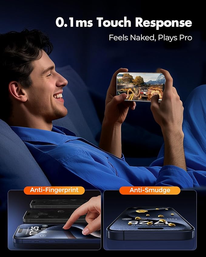 UNBREAKcable Screen Protector for iPhone 15 Pro Max, Pull-To-Protect Easy Installation, Auto Dust-Elimination, 9H+ Military-Grade Tempered Glass, Bubble-Free, Case Friendly, HD Clear, 6.7 Inch, 2 Pack