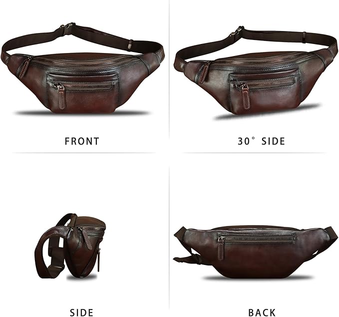 Genuine Leather Fanny Pack for Men and Women Vintage Handmade Leather Waist Bag Sling Bag Sling Backpack Purse Hip Crossbody Bag (Coffee)