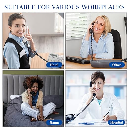 Kanayu 30 Pack Black Phone Handset Cord 12ft Telephone Cord for Landline Coiled Phone Wire Bulk for Use with All Landline Telephone Line Replacement Cable Accessory