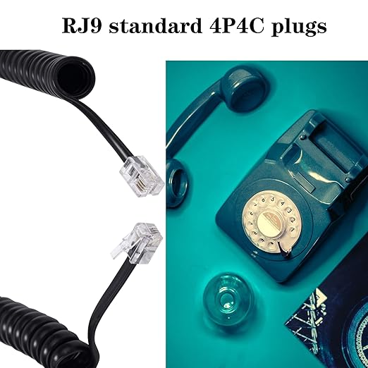 5 Pack Phone Cord Landline8Ft Uncoiled / 1.4Ft Coiled Landline Phone Handset Cable RJ9 4P4C Telephone Accessory- Black
