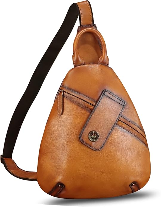 Genuine Leather Sling Bag for Men and Women Classical Real Leather Sling Backpack Purse Crossbody Bag for iPad Pro 11 inch