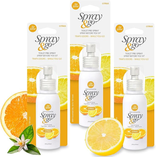 Citra Solv Air Scense Spray & Go Before-You-Sit Toilet Spray 2-Ounce Bottle (3 Pack, Citrus)
