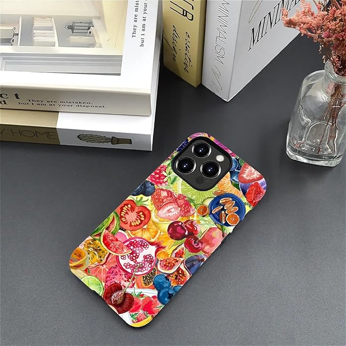 Case for iPhone 15 Pro,Summer Fruit Collage for Woman Men Full Body Protective Cover Shockproof 2 in 1 Silicone + Hard PC Case for iPhone 15 Pro
