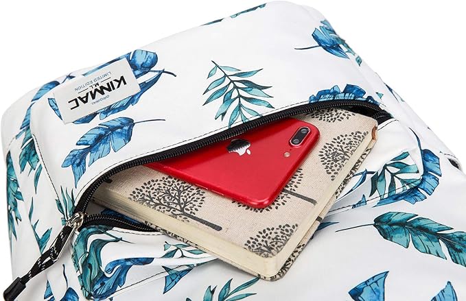 Kinmac Waterproof Laptop Travel Outdoor Backpack with USB Charging Port for 13 inch 14 inch and 15.6 inch Laptop (Banana Leaf)