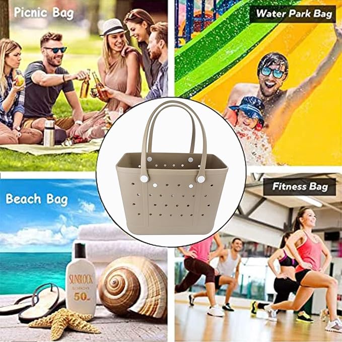 X Large Beach Bag, Oversized Rubber Beach Bag, Washable Open Tote Bag Durable Tote Travel Bags