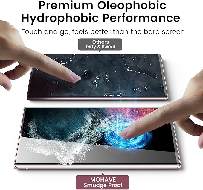 MOHAVE 2 Pack [Auto Alignment/Dust Removal] Screen Protector for SAMSUNG Galaxy S22 Ultra 5G 6.8″, 3D Curved HD Clear Film, 7H Hybrid Material, 100% Ultrasonic Fingerprint ID Compatible, Case Friendly