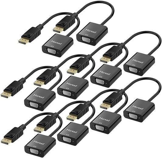 DisplayPort (DP) to VGA Adapter, 10 Pack, Gold-Plated Display Port to VGA Adapter (Male to Female) Compatible with Computer, Desktop, Laptop, PC, Monitor, Projector, HDTV - Black