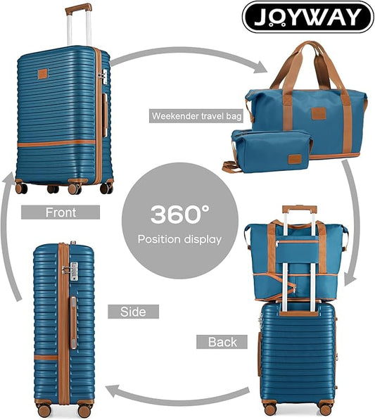 Joyway 28 Inch Luggage with Spinner Wheels, Lightweight Hard Shell Large suitcase, 3 Piece Luggage Sets with TSA Lock, Blue