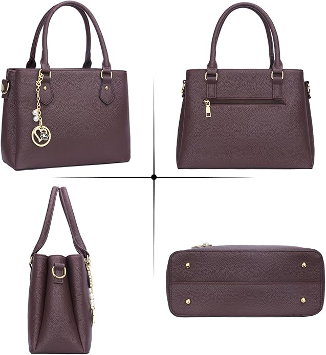 KKXIU Women Satchel Bags Handle Shoulder Handbags and Purses Pockets Zipper Leather Crossbody Bags